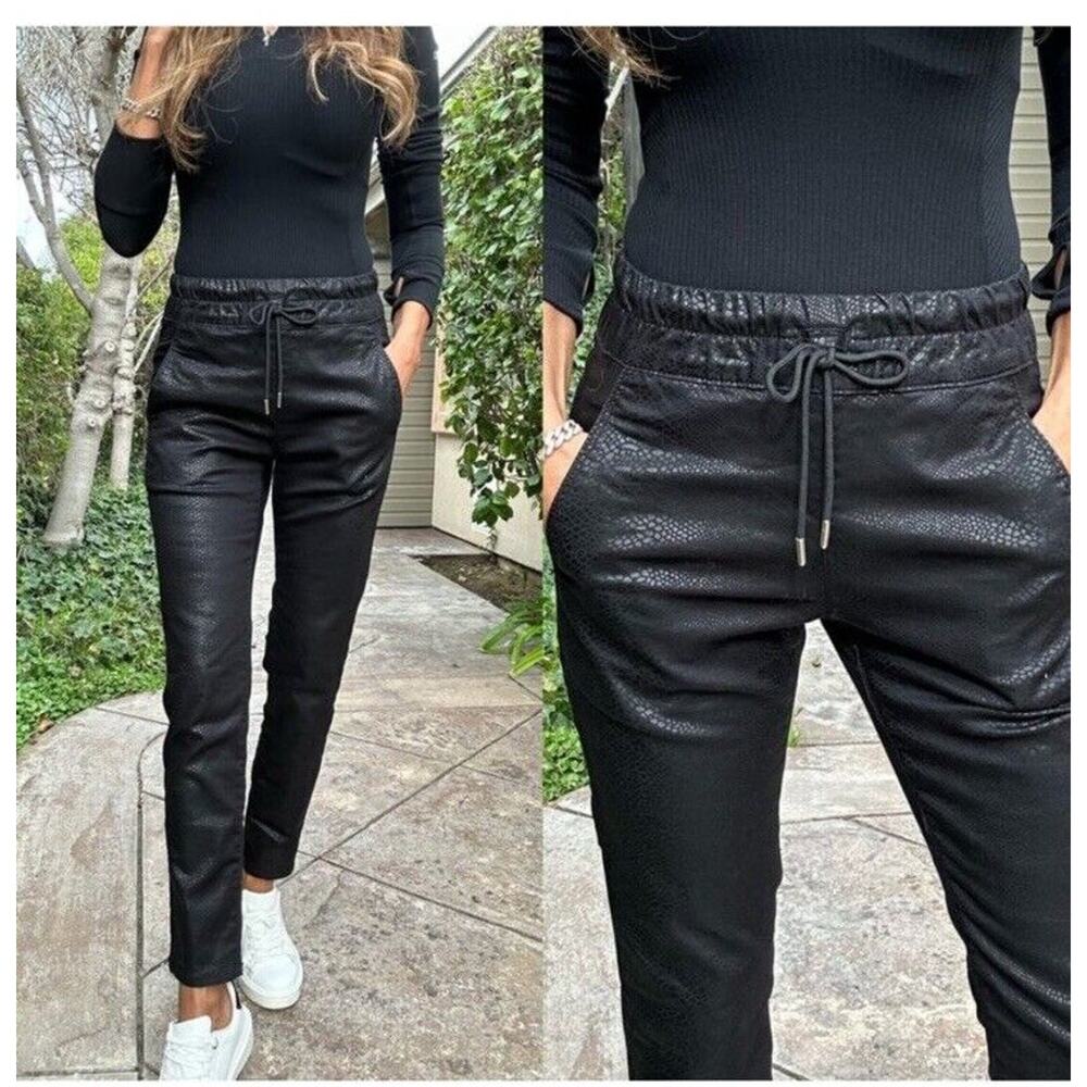 Bevy Flog Sz 30 Shely Drawstring Pants in Black Snake - Picture 11 of 11